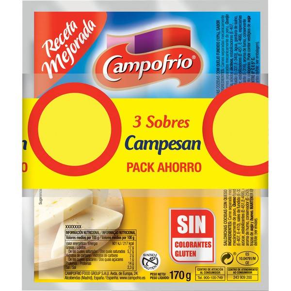 SALCHICHAS CAMPESAN CAMPOFRIO 3x170 GR