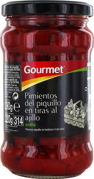 PIMIENTO GOURMET PIQ.TIRAS AJO 220G